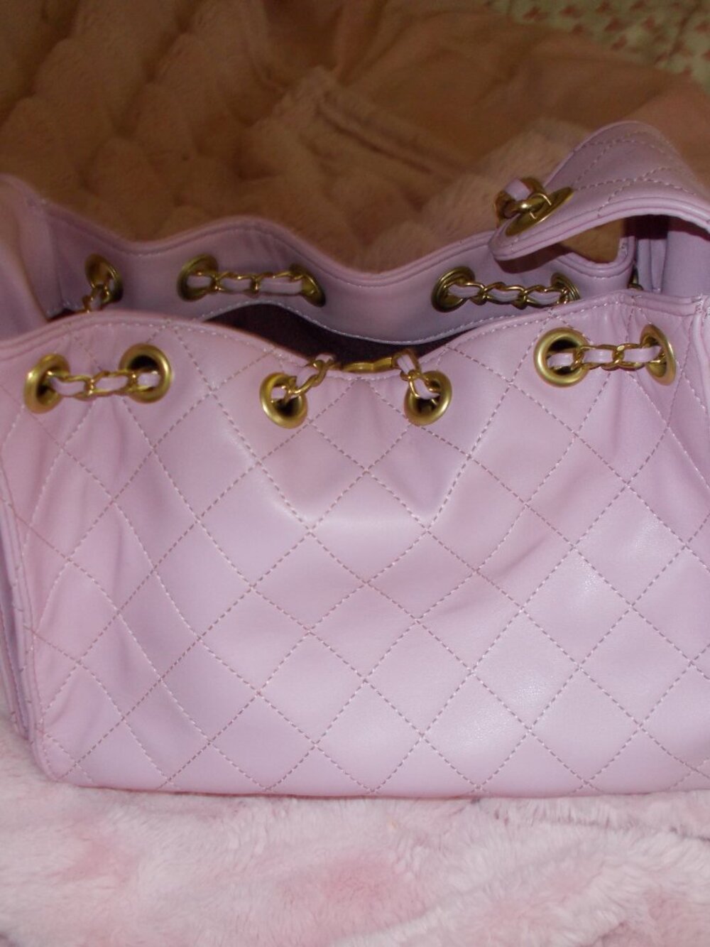 Pink Quilted Chain Handbag